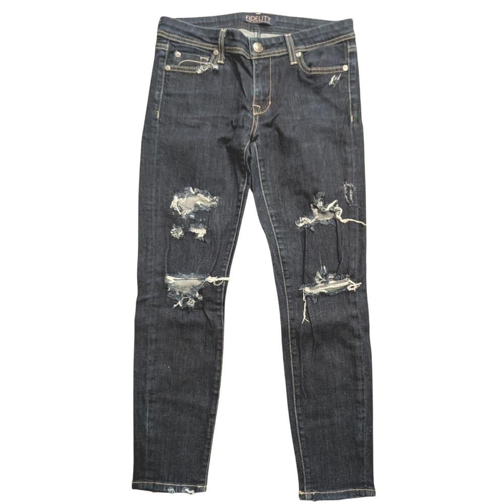 Fidelity Womens‎ 28 Jeans Hepburn Skinny Ripped Designer Denim Brooklyn Wash USA